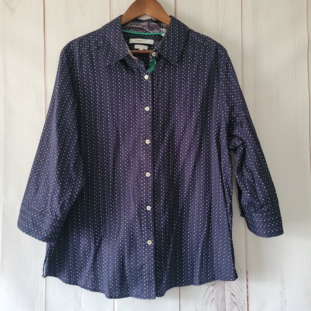 Foxcroft ¾ Sleeve Polka Dot Women’s Plus 16W Blouse, 100% Cotton, Wrinkle Free
